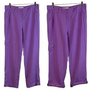 Jones New York Sport Purple Linen Convertible Length Cargo Pants Size 8